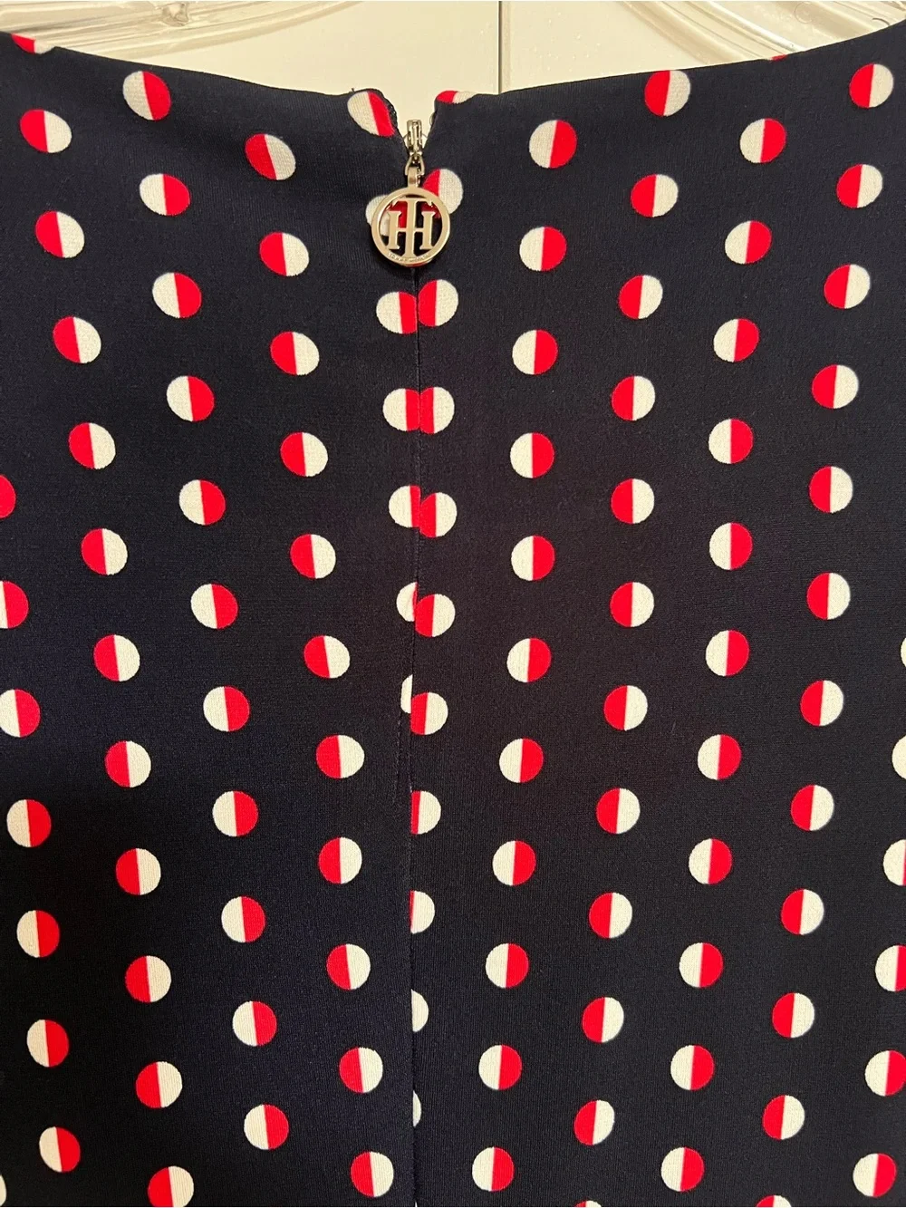 Tommy Hilfiger Women’s Navy Blue Polka Dot Red/White Dress Size 8 Bell Sleeve